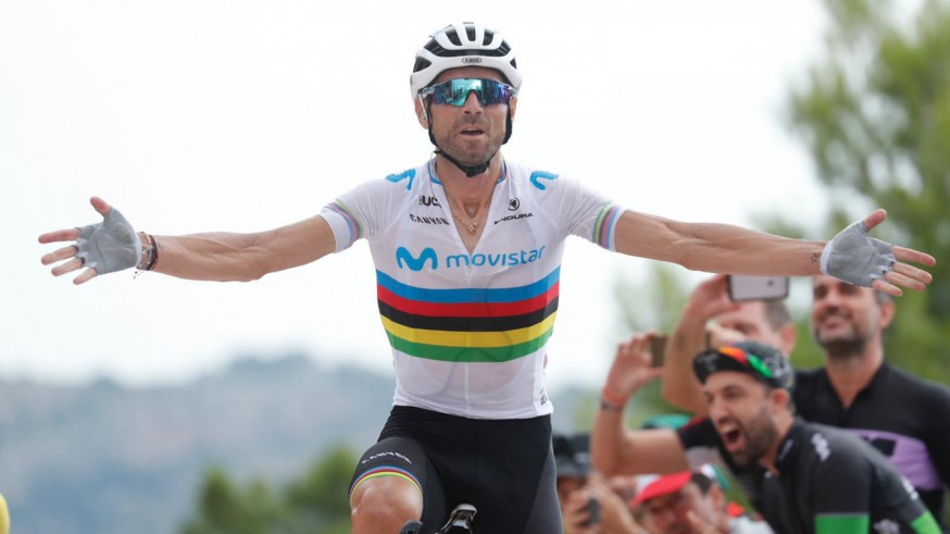 Alejandro Valverde consiguió la victoria en Mas de la Costa. Foto: Movistar Team