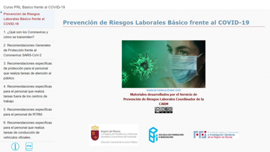 Los empleados públicos de la Región recibirán cursos de formación on-line sobre medidas de protección contra el Coronavirus