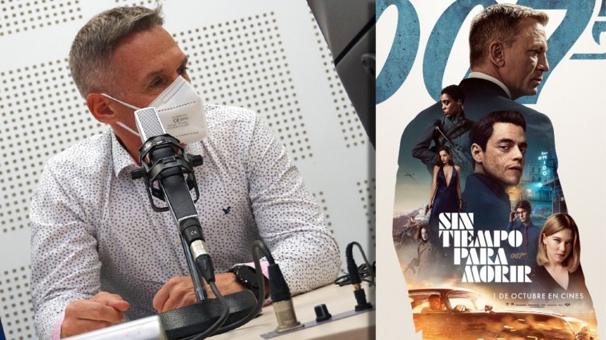El comisario Ignacio del Olmo y cartel de la película 'Sin tiempo para morir'