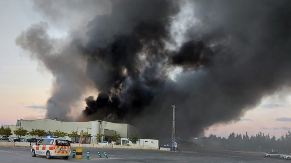 Un incendio obliga a evacuar las instalaciones en una nave de frutas en Torre Pacheco
