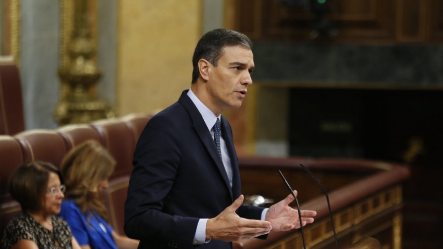 Sánchez esta mañana en el hemiciclo