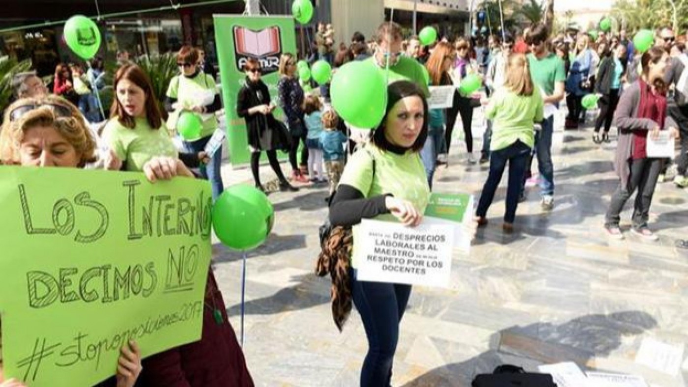 Protesta de interinos docentes (archivo). AIDMUR