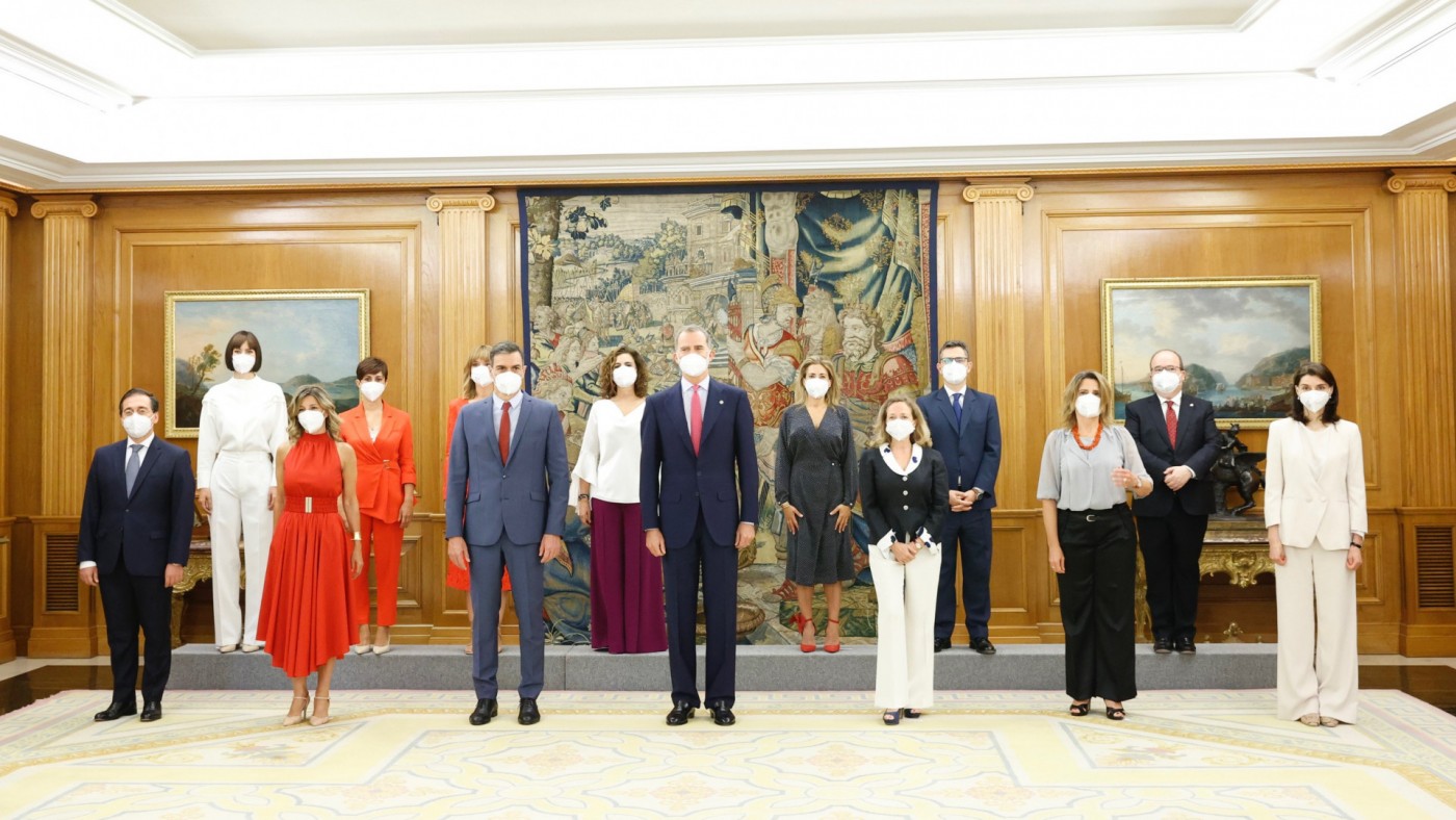 Foto del nuevo gabinete de Sánchez con Felipe VI.