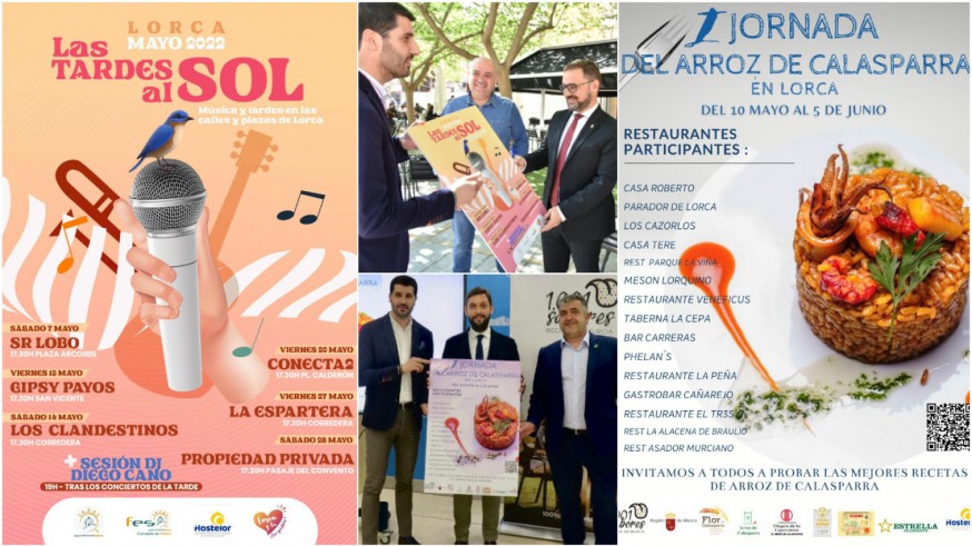 Presentación y carteles de 'Las tardes de Lorca al sol' y 'I Jornada Gastronómica Arroz de Calasparra'