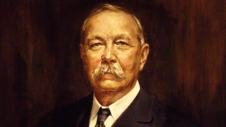 Detalle del retrato de Arthur Conan Doyle