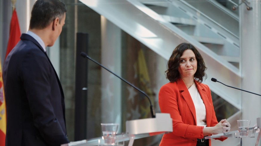Sánchez y Ayuso en la rueda de prensa que ofrecieron hace unos días