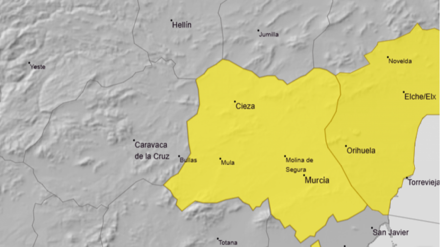 Aviso amarillo por tormentas esta tarde en la Vega del Segura