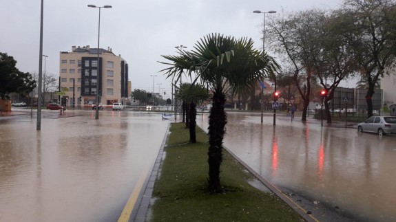 calles anegadas por el agua en Murcia