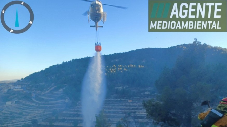 Controlado un incendio forestal en Moratalla con la ayuda del helicóptero