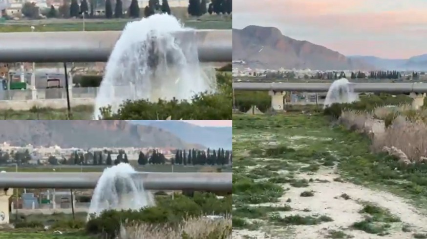 Espectacular fuga de agua en el Trasvase Tajo-Segura