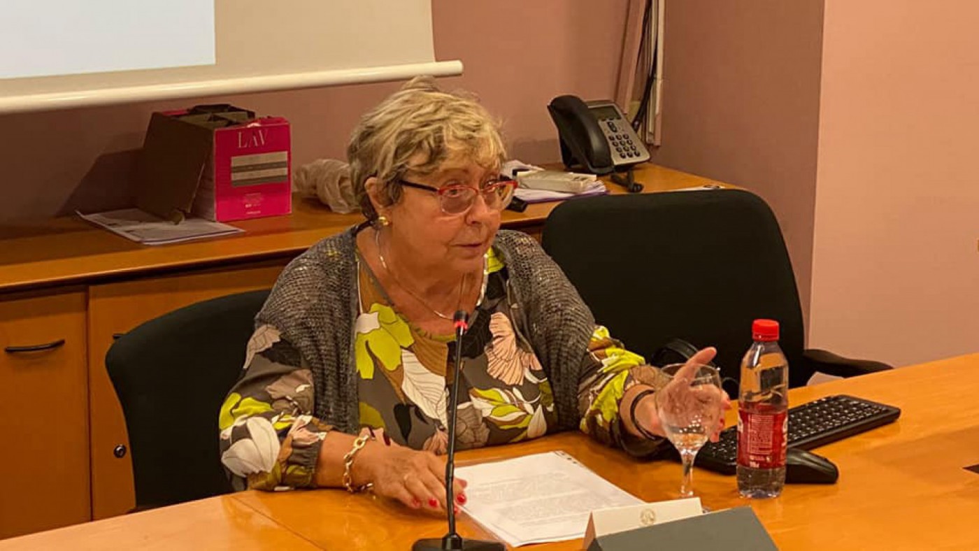 Consuelo Álvarez Morán durante su "Vltima lectio" en la UMU. 