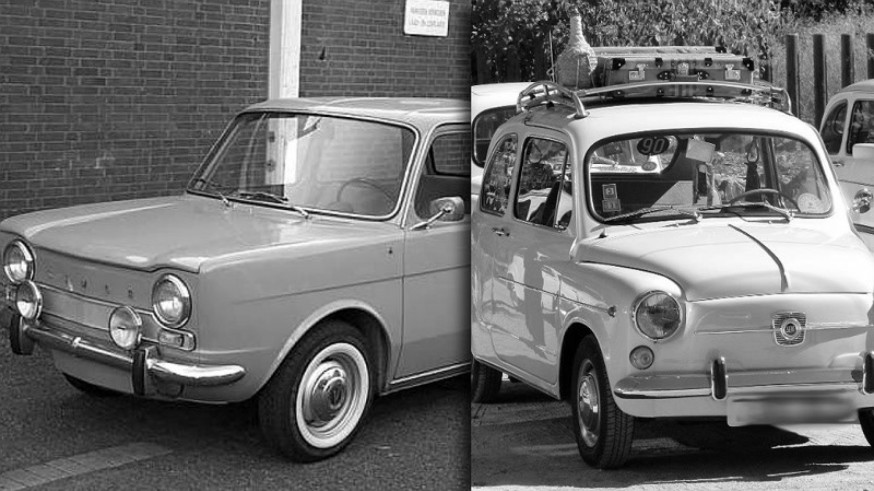 Fotografías parciales de un Simca 1000 y un Seat 600