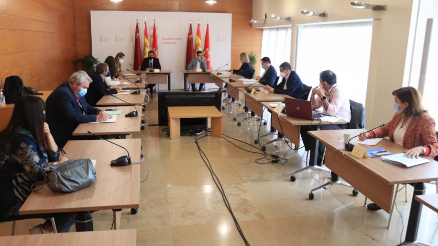 Reunión del Comité de Coordinación Covid en el Ayuntamiento de Murcia