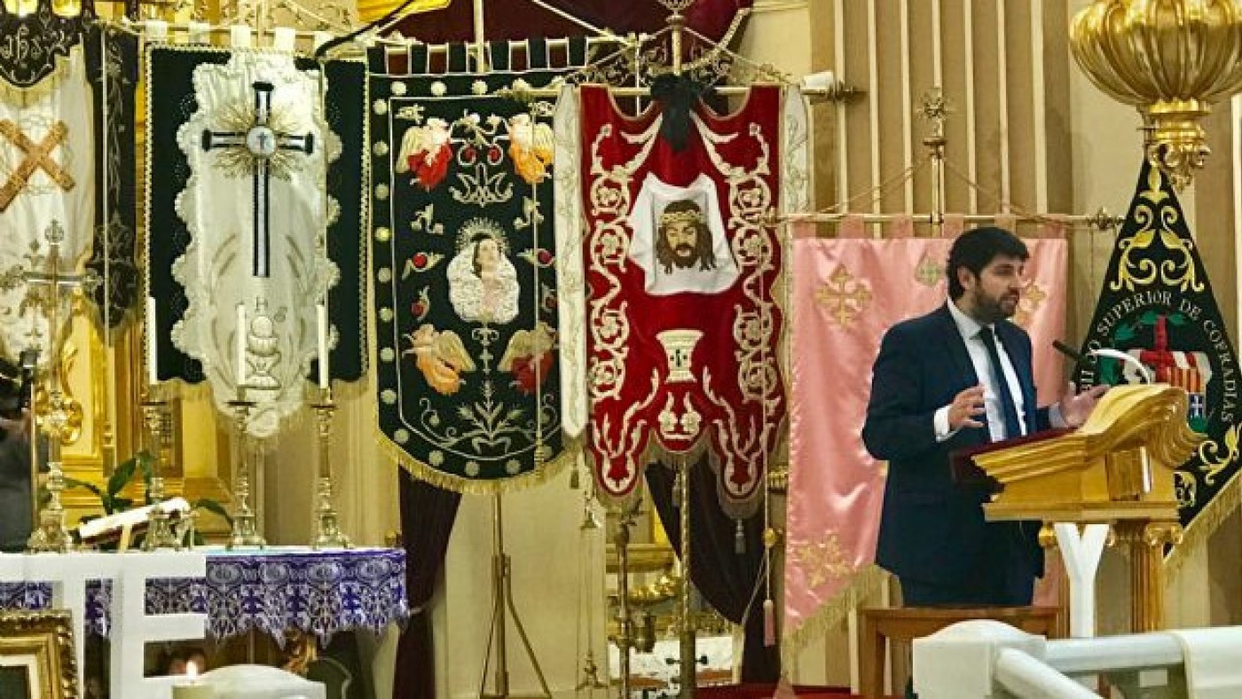 Fernando López Miras, dando el pregón de Semana Santa de Archena. Foto: CARM
