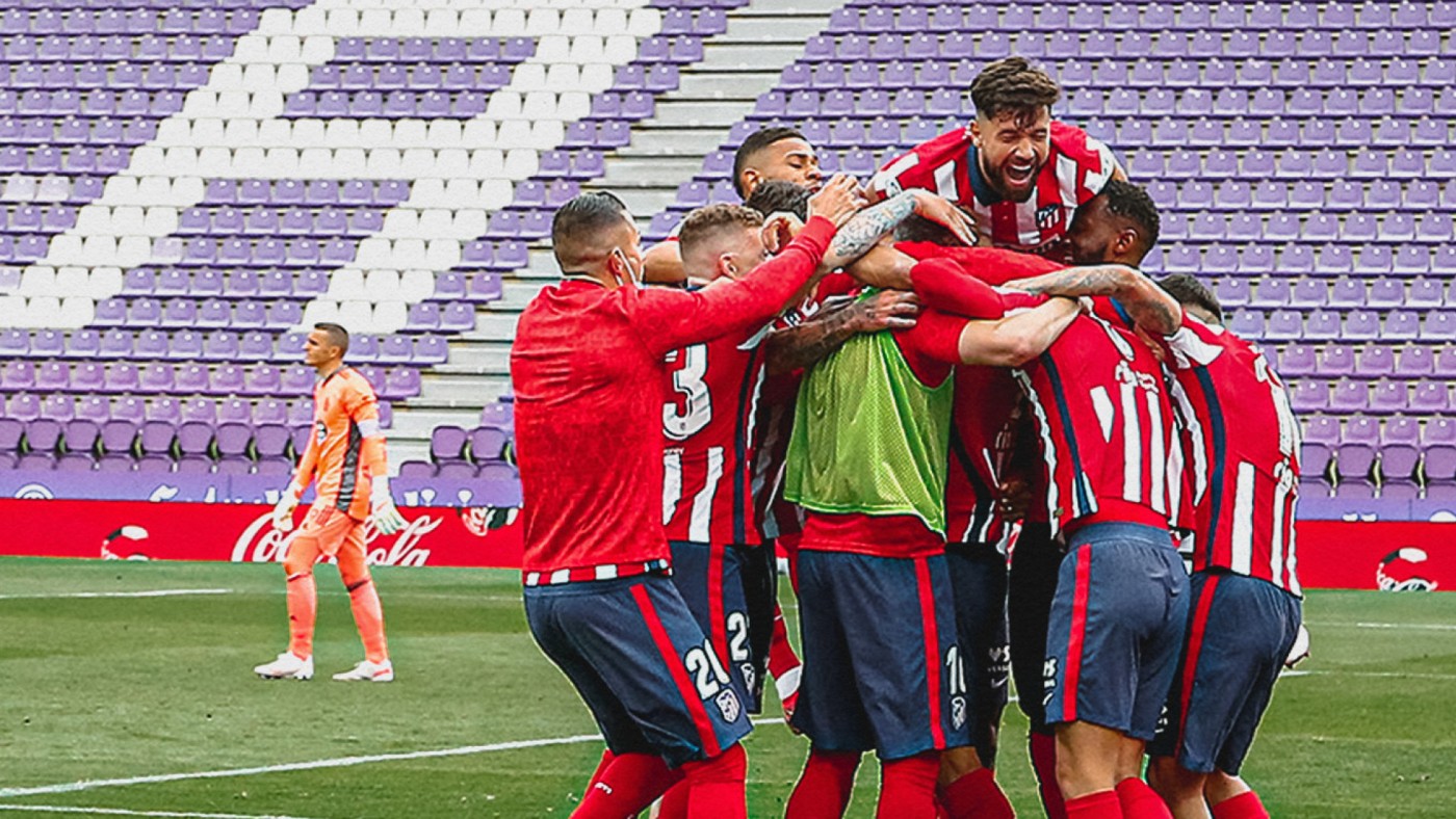 Los jugadores del Atlético de Madrid celebran el triunfo