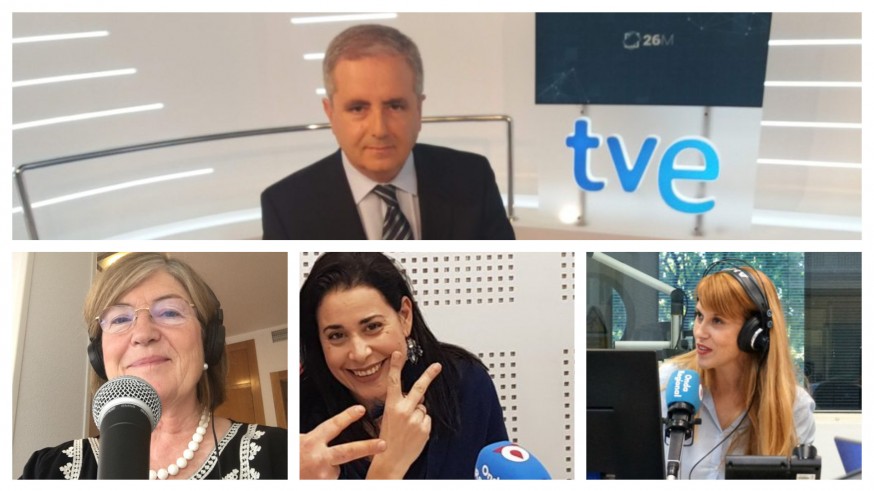 Manuel Segura, peridoista de TVE junto a Carmen Campos, Marta Morenilla y Lucía Hernández, en "balcones al patio de luces"