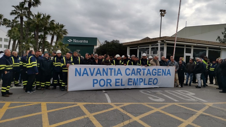 Trabajadores de Navantia en Cartagena vuelven a protestar contra el plan estratégico de la compañía