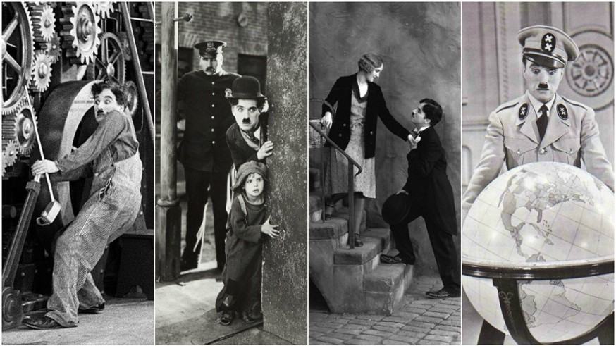 Fotogramas de Charles Chaplin en cuatro de sus películas