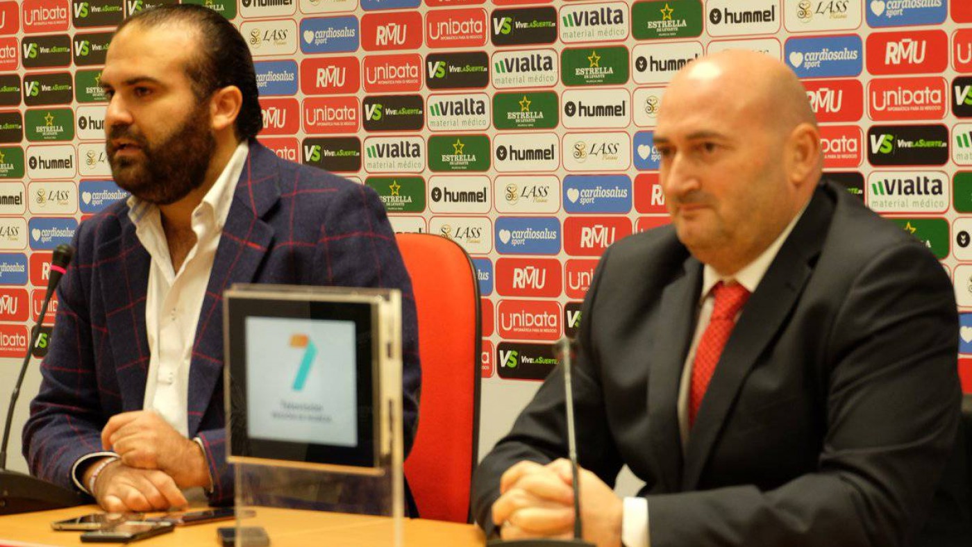 Pablo Guzmán y Joaquín Iniesta, de la Plataforma de Apoyo al Real Murcia