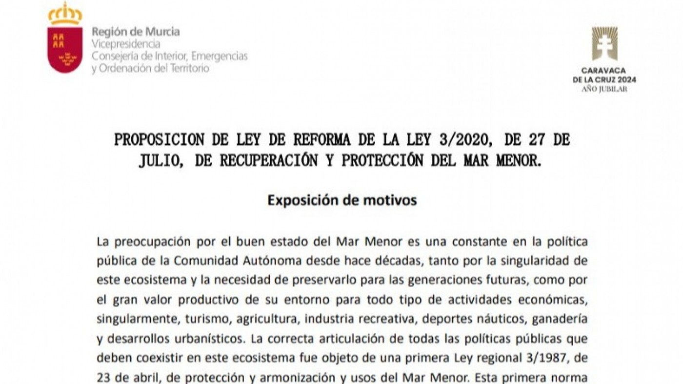 Consulta la propuesta de Vox para reformar la ley del Mar Menor