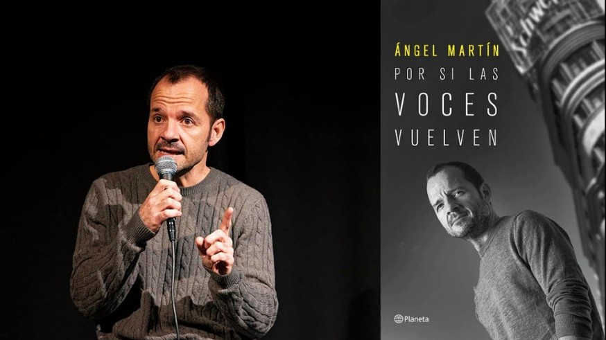 Ángel Martín y portada de su libro 'Por si las voces vuelven'