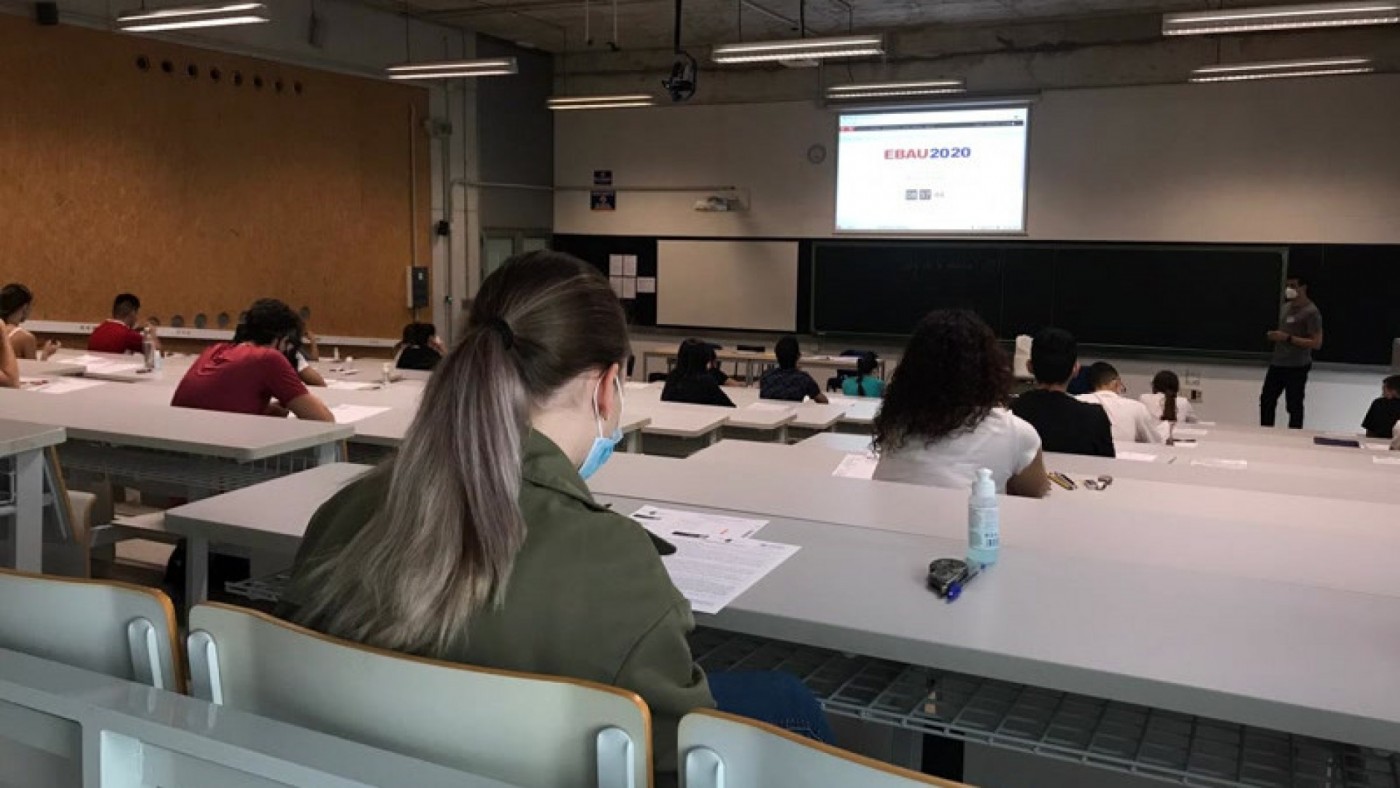 Un aula del Campus de Espinardo durante la EBAU. ORM