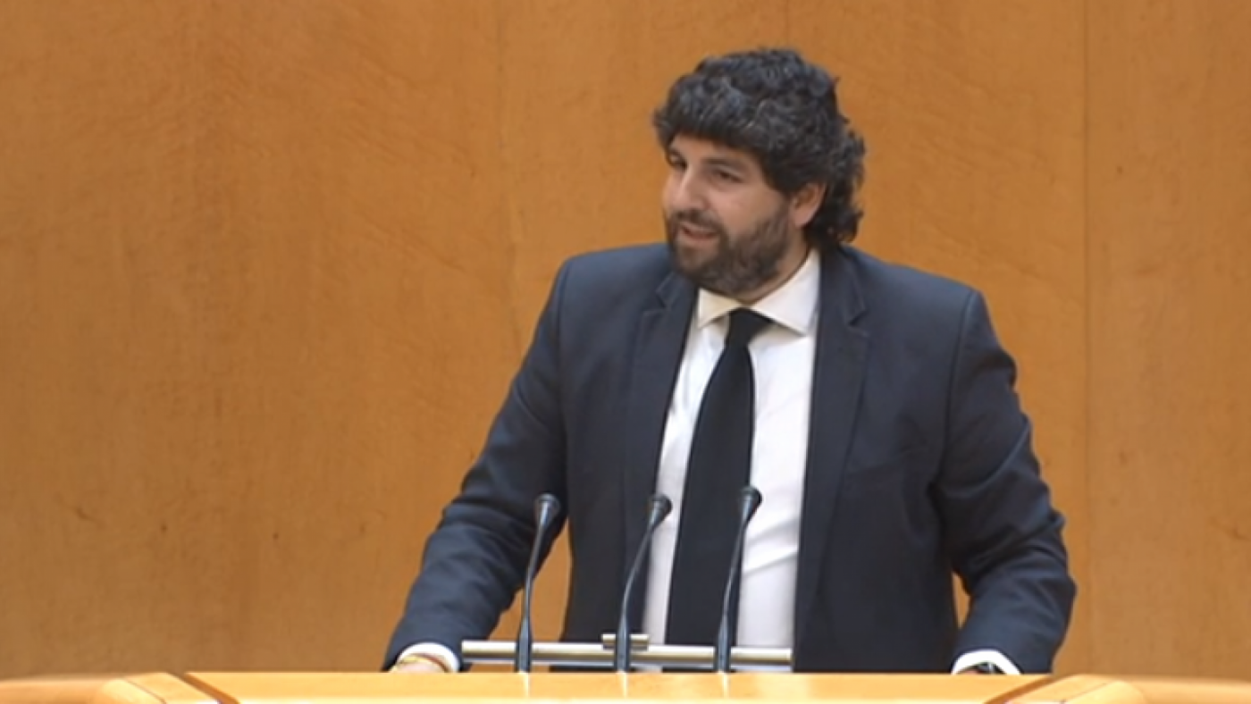 López Miras durante su intervención en el Senado