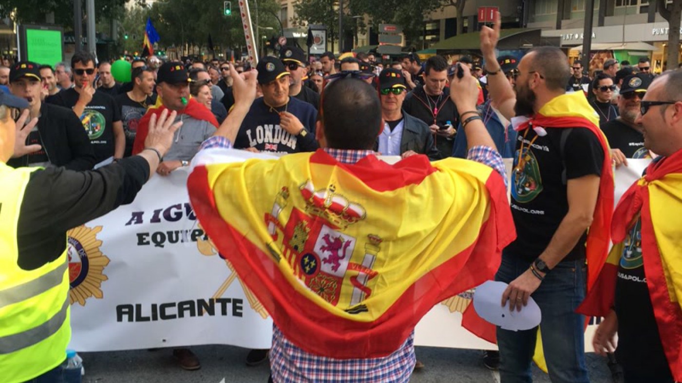 Manifestación en Murcia de policías nacionales y guardias civiles