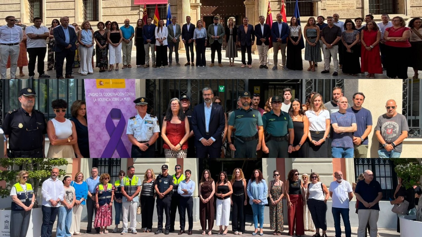La Región guarda un minuto de silencio por el crimen machista de Murcia