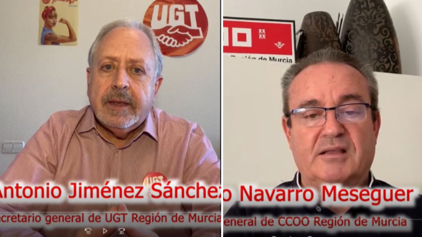 Discursos por YouTube de los líderes sindicales de UGT y CCOO
