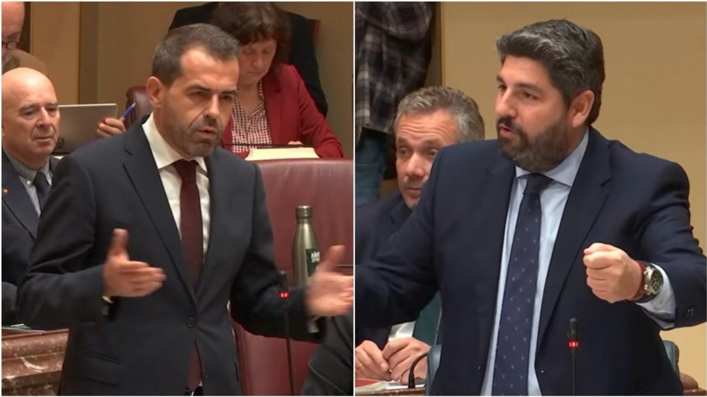  Rubén Martínez Alpañez y Fernando López Miras en la Asamblea Regional de Murcia