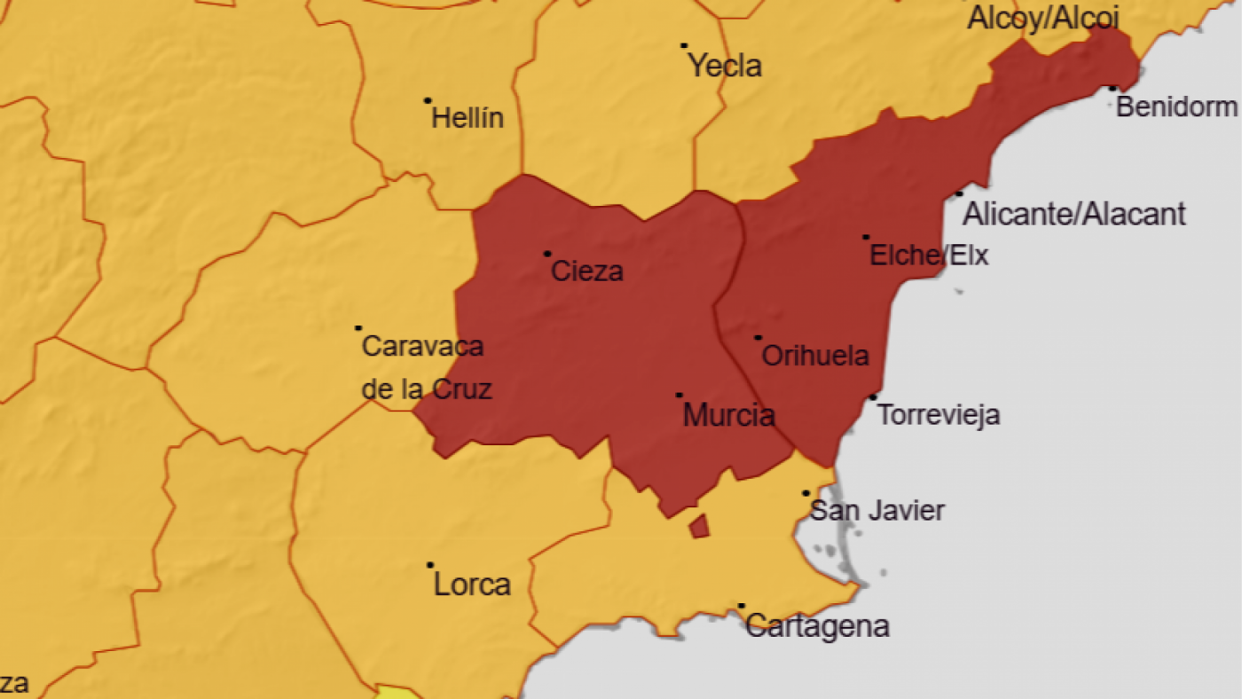 Avisos por altas temperaturas en toda la Región de Murcia, rojo en la Vega del Segura