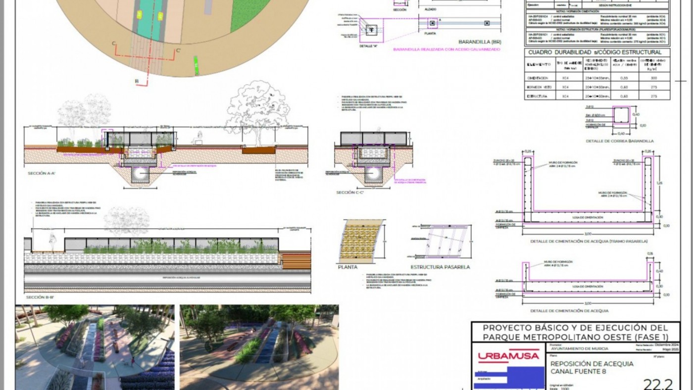 HUERMUR denuncia que el Parque Metropolitano Oeste mantendrá entubada la acequia Almohajar
