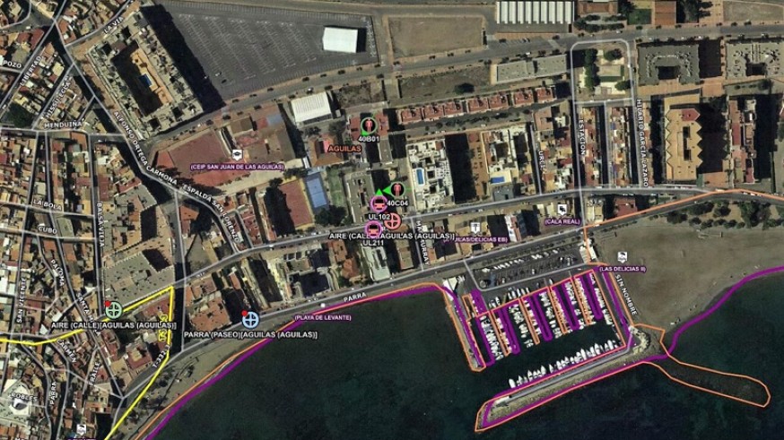 Mapa del lugar del suceso en Águilas