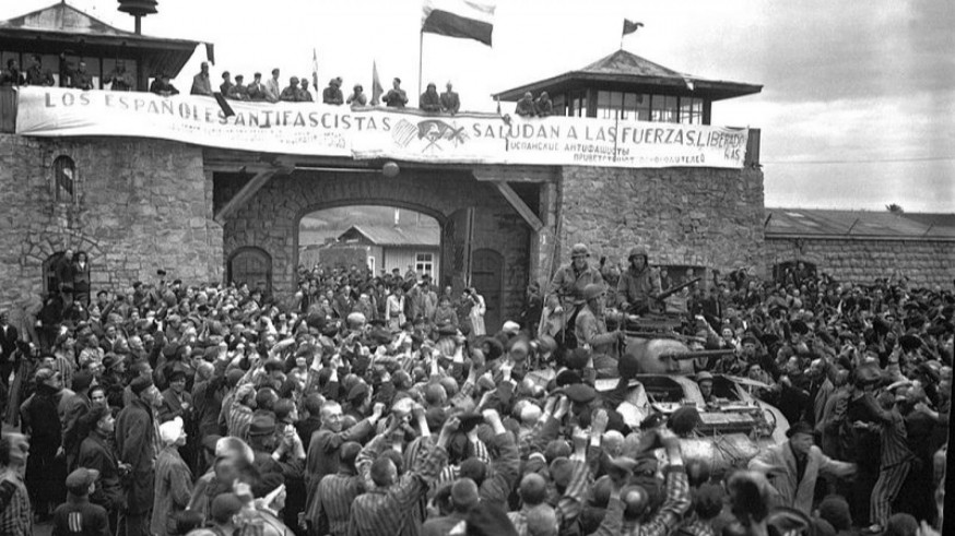 Los republicanos españoles reciben a los aliados en Mauthausen