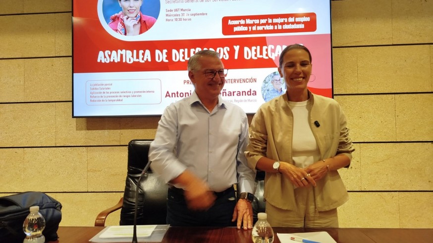 Isabel Araque en el acto celebrado en la sede de UGT Murcia. Onda Regional