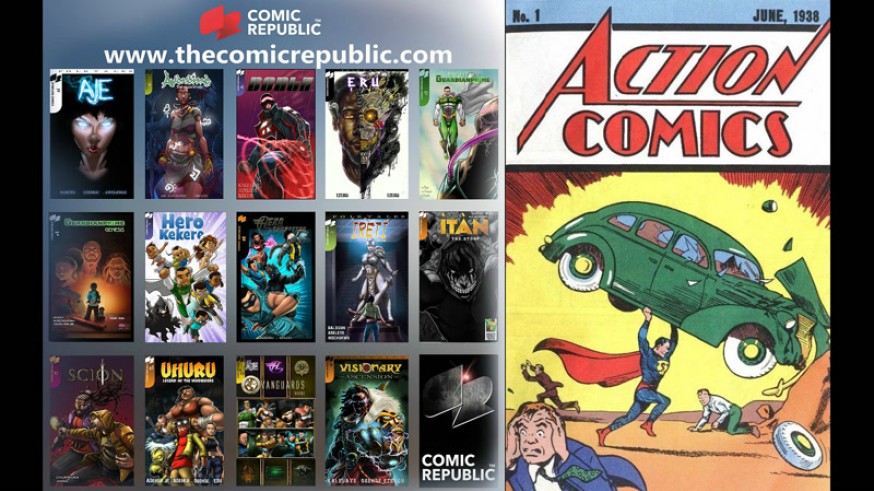 Superhéroes de la factoría Comic Republic y portada cómic Superman
