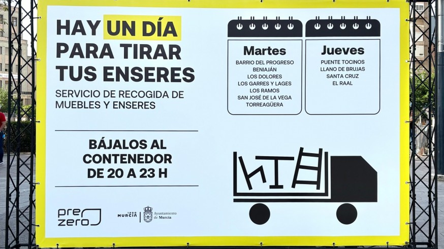 Murcia amplía la recogida programada de enseres a nuevas pedanías