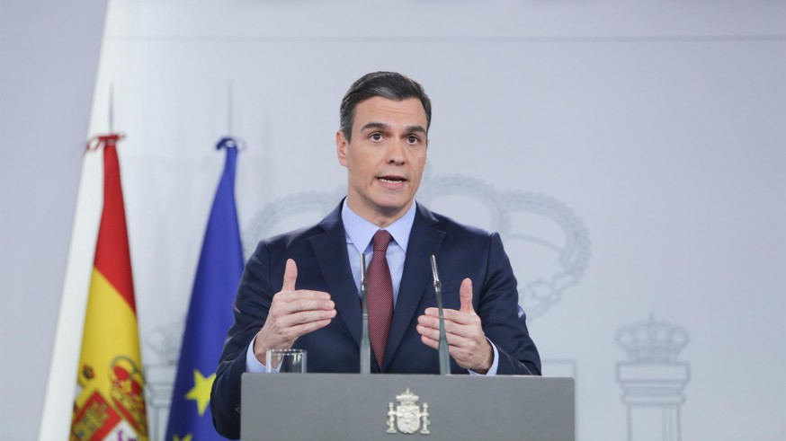 Pedro Sánchez durante su comparecencia