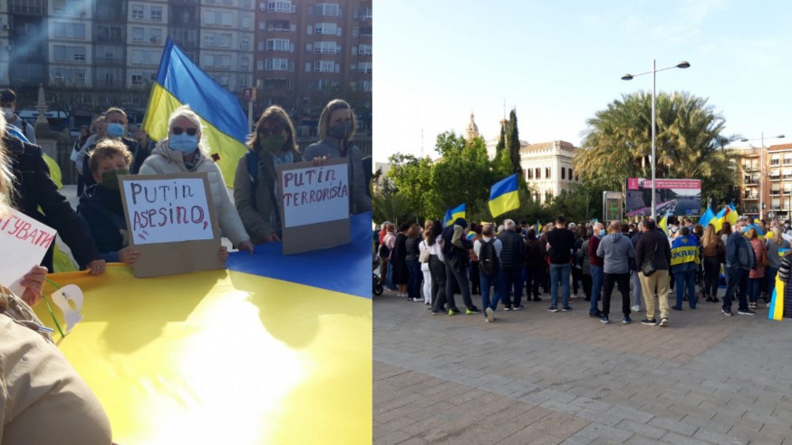 Más de un centenar de ucranios piden ayuda internacional en Murcia ante la invasión rusa a su país