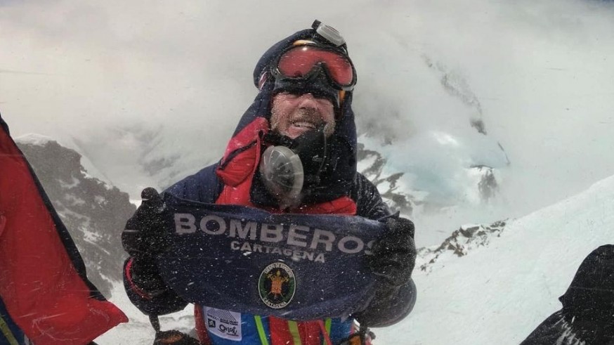 Carlos Garranzo haciendo cumbre en el Lhotse en mayo de 2019. Foto: CARLOS GARRANZO