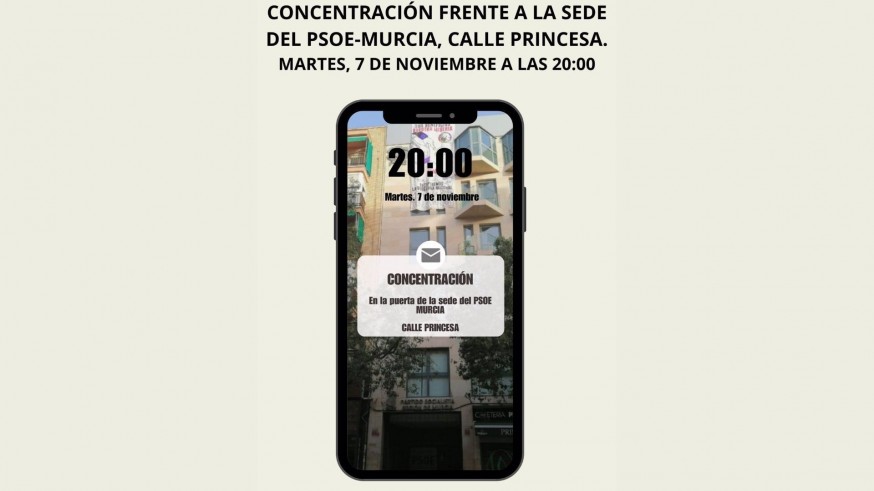 Convocan una concentración este martes ante la sede del PSRM en Murcia contra el "golpe" de Pedro Sánchez