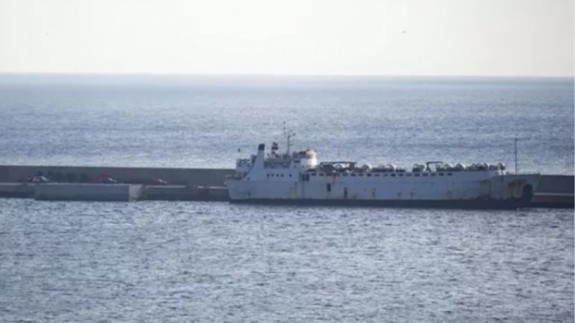 El buque de ganado ‘Kharim Allah’, en el puerto de Cartagena. EUROPA PRESS