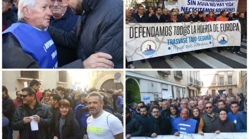 Gobierno y partidos políticos junto a agricultores y regantes en la manifestación celebrada en Murcia