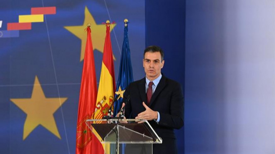 Pedro Sánchez, durante la presentación del Plan de Recuperación, Transformación y Resiliencia de la Economía Española. POOL MONCLOA