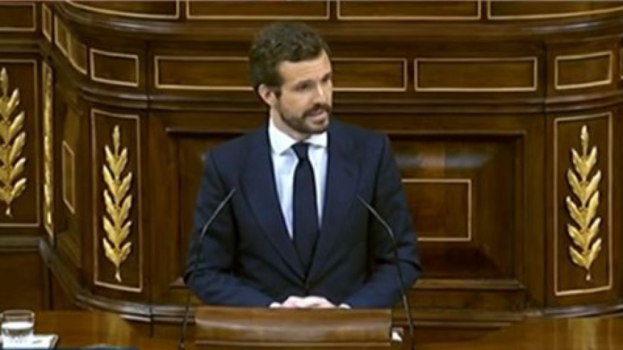 Pablo Casado durante su intervención en el Pleno