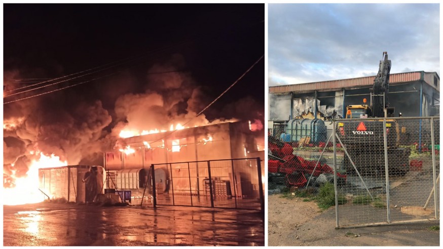 Incendio en una nave hortofrutícola de Roldán