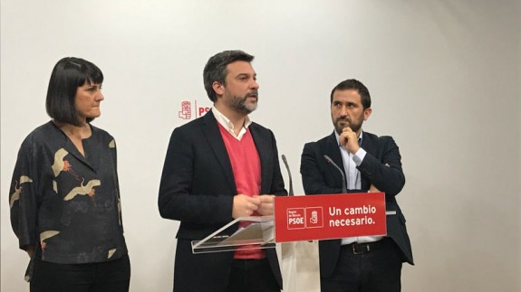 Rueda de prensa ofrecida por el PSOE este martes. ORM