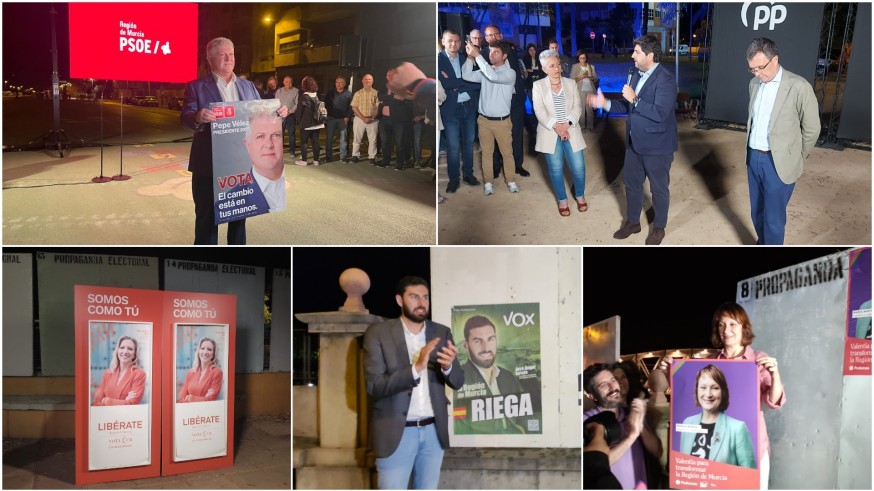 Los partidos políticos eligen Murcia para la pegada de carteles que da inicio a la campaña electoral