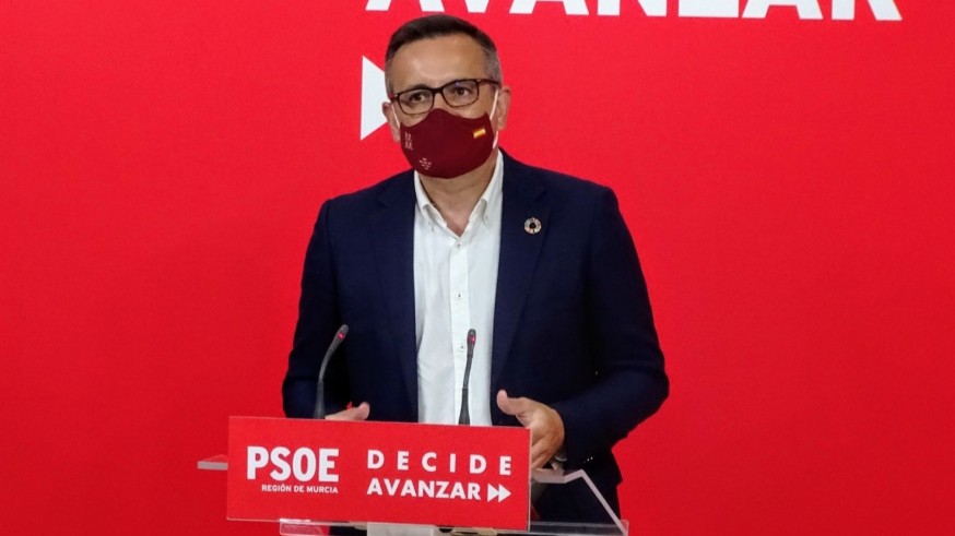 Diego Conesa durante la rueda de prensa sobre actualidad regional del PSRM-PSOE